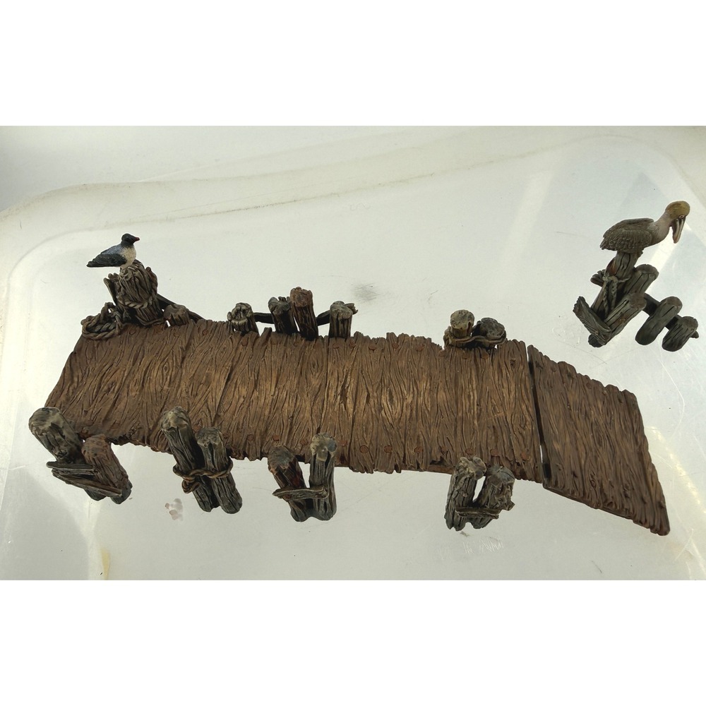 Dept 56 Woodland Animals at Mill Creek Wooden Pier Accessory 2 Pc w/ Box - Picture 2 of 6